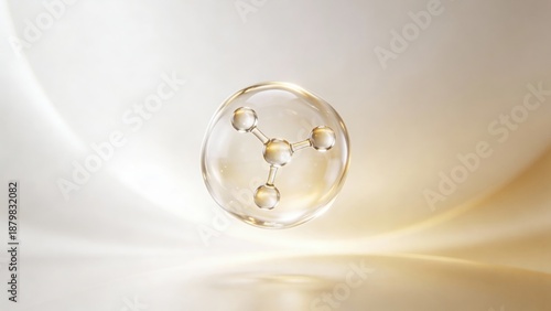 A serene glass representation of the allantoin molecule, evoking calmness and protection in skincare aesthetics.