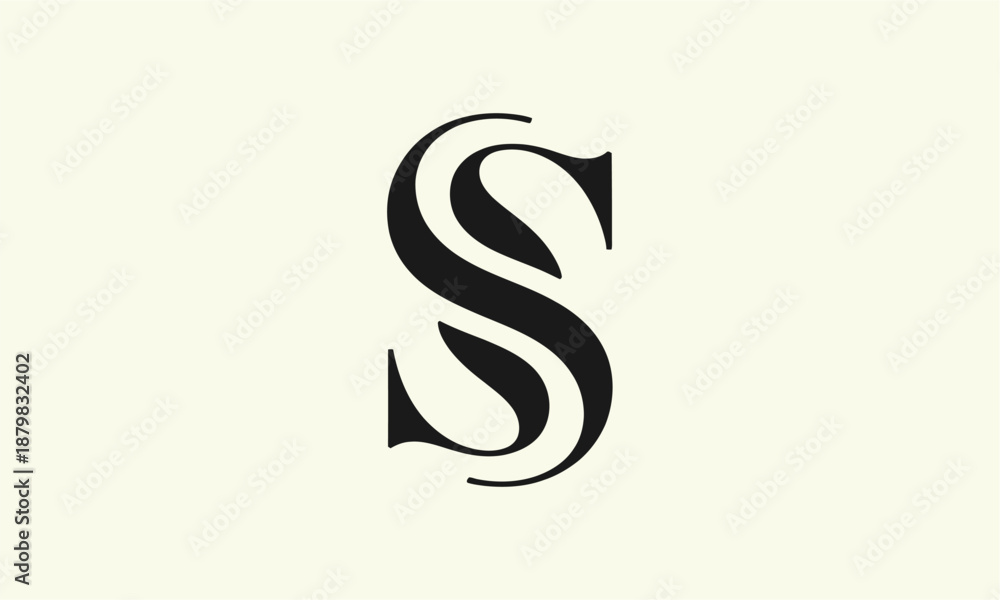 Obraz premium SS Letter Minimalist Logo Vector Illustration , Initial Logo Design