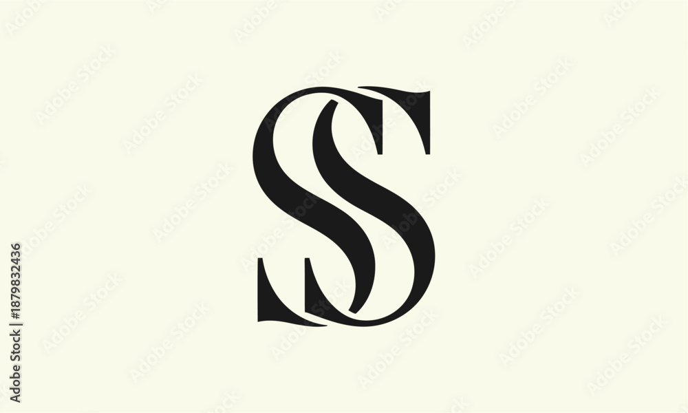 Fototapeta premium SS Letter Minimalist Logo Vector Illustration , Initial Logo Design