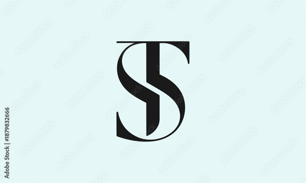 Fototapeta premium ST Letter Minimalist Logo Vector Illustration , Initial Logo Design