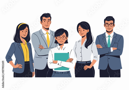 Multidisciplinary Professional Team with Laptop and Work Documents Illustration