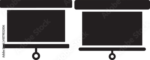 Projector Screen Icons for Business Presentations and Office Meetings, Blank Whiteboard Vector Symbols