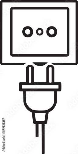Electric Plug Power Monitor Line Icon
