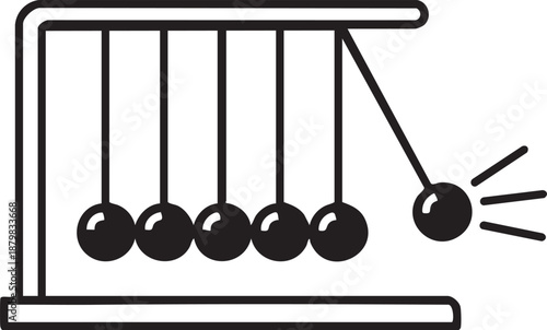 Newton Cradle Physics Motion Line Icon Vector Illustration
