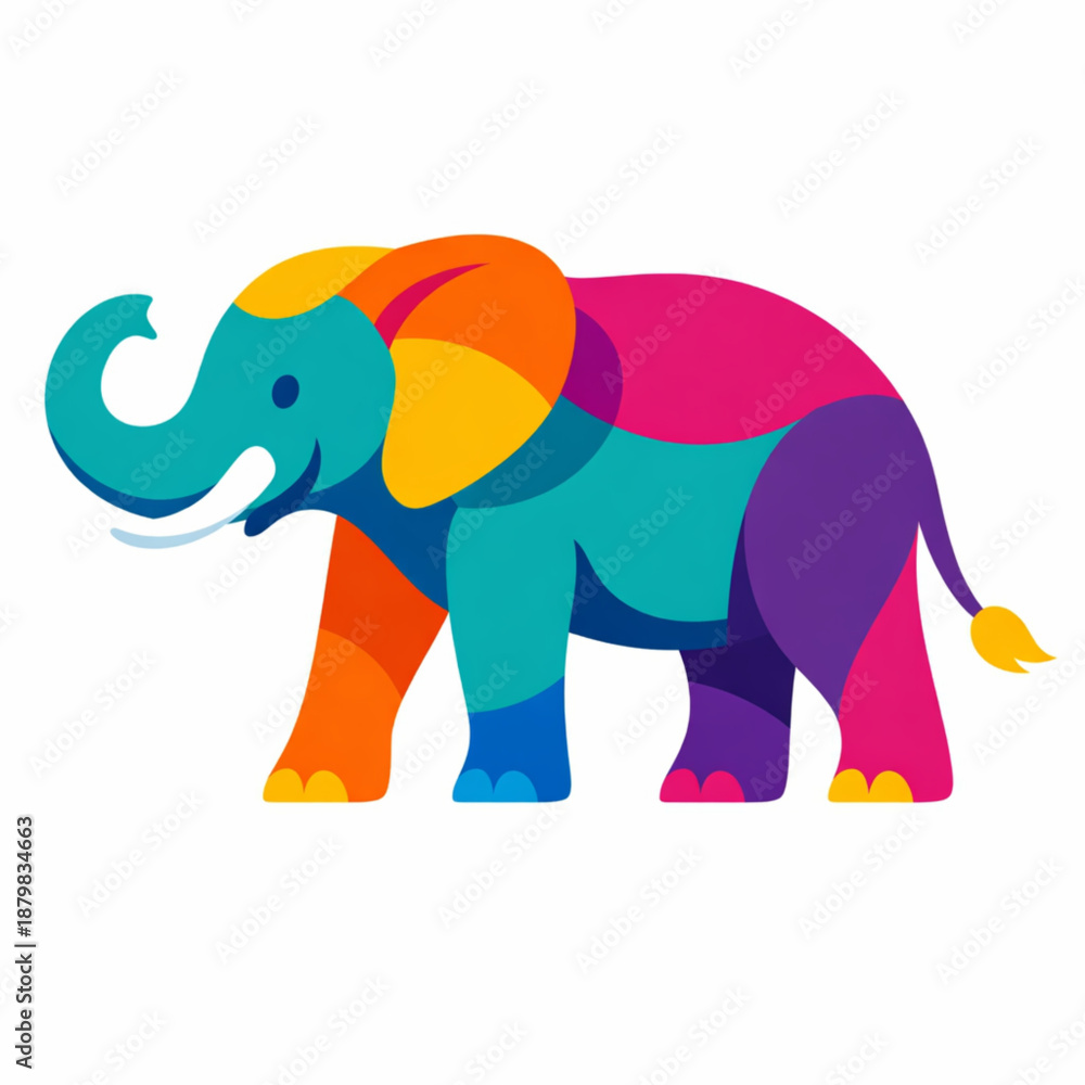 Obraz premium Stylized elephant icon for animal care and global nature concepts