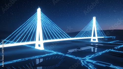 Glowing Bridge Animation Night.