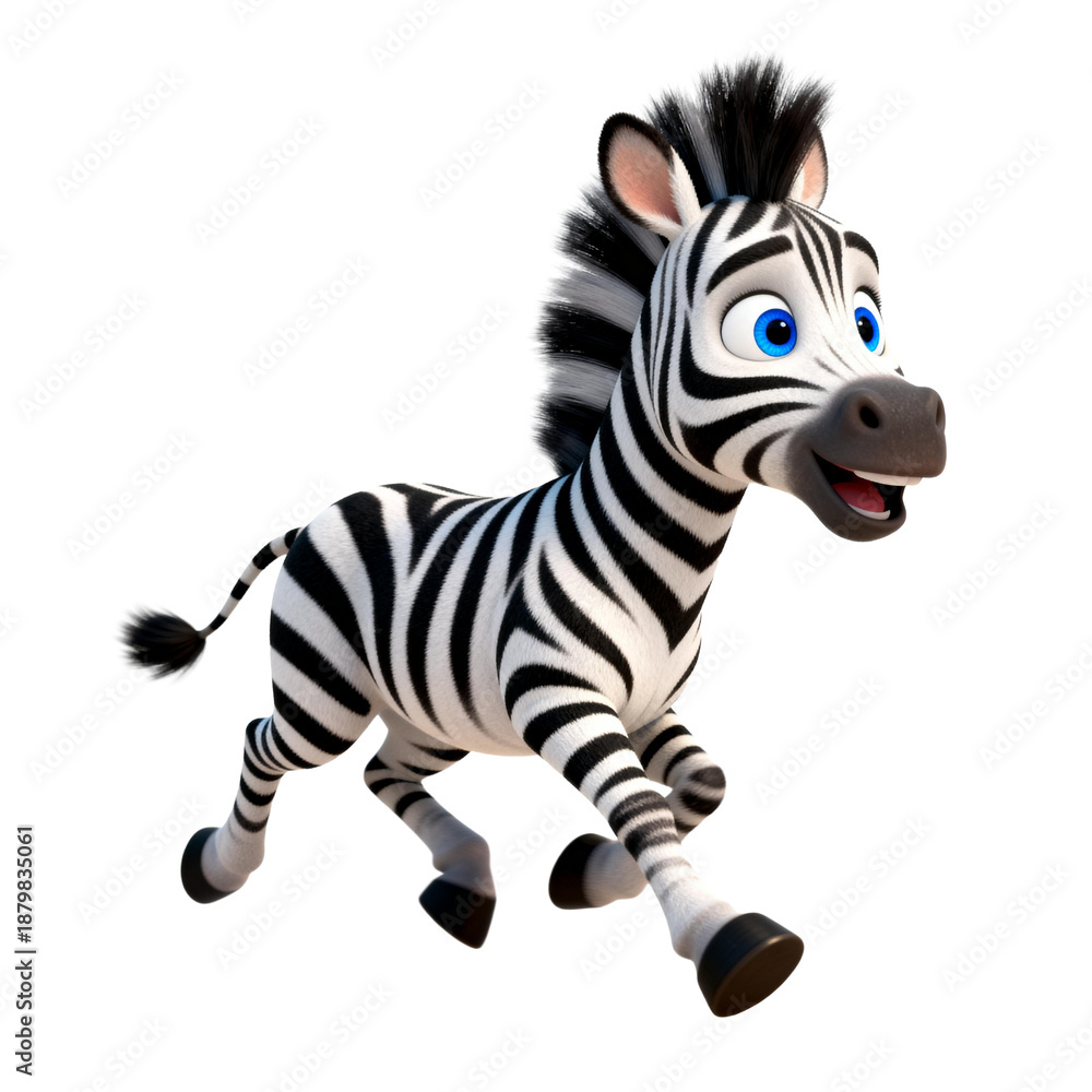 Fototapeta premium [Transparent Background PNG]Cartoon Zebra Running Energetically Very good content.