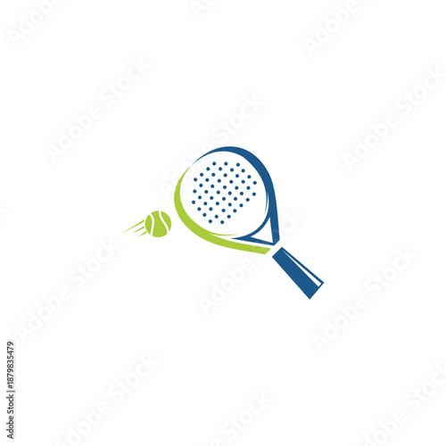 
Padel tennis logo with racket ball and motion swirl, template vector, icon symbol illustration. Suitable for your design need, logo, illustration, animation, etc.