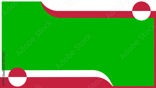 Greenland flag border with green screen for chroma key. Perfect for Arctic culture, national day, and travel content with red and white patriotic decorative elements for video and social.