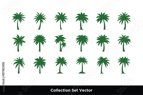 A Set Of Coconut palm Silhouette vector design