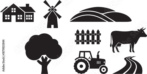 Agriculture and Farming Icon Sect Collection Vector Illustration