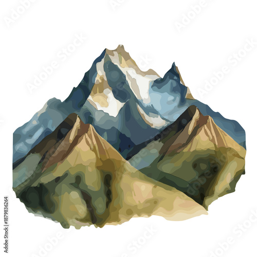 Andes Mountains. Andes Mountains hand drawn watercolor illustration