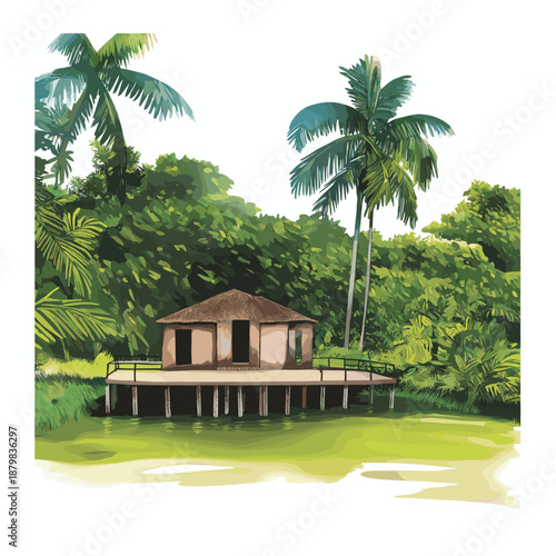 Jodensavanne. Jodensavanne hand drawn watercolor illustration