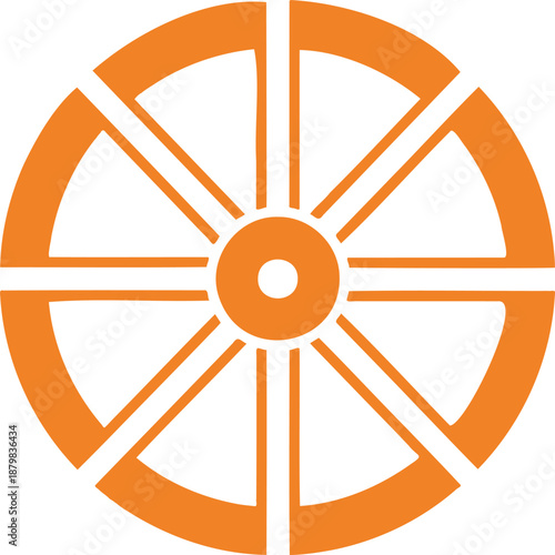 Orange Eight-Spoked Wheel Icon wooden wheel of a wheel