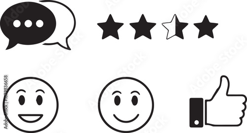 Collection of black and white emoji faces showing various emotions like anger happiness surprise