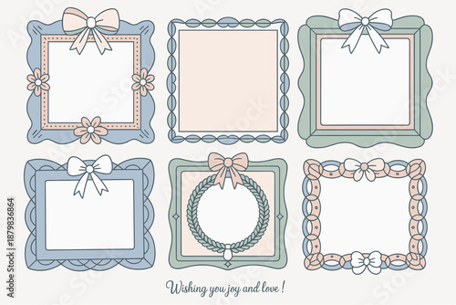 Sweetheart Coquette Frames with Bows – Decorative Vintage Vector Borders
