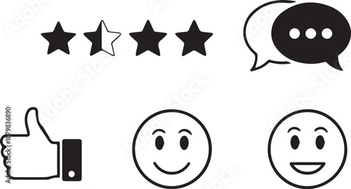 Collection of black and white emoji faces showing various emotions like anger happiness surprise