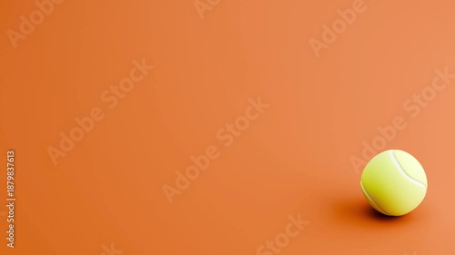 Tennis Ball Rolling Left to Right and Right to Left, on Orange Background with Copy Space, 3D Animation