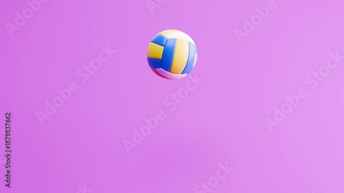Volleyball Bouncing Seamless Loop on Purple Background, 3D Animation