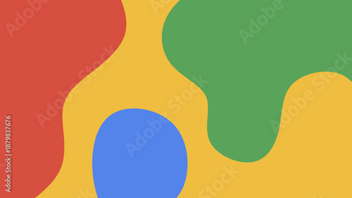 Abstract colorful fluid shapes background. Red blue green and yellow liquid blobs vector illustration. Minimalist multi colored amoeba texture.