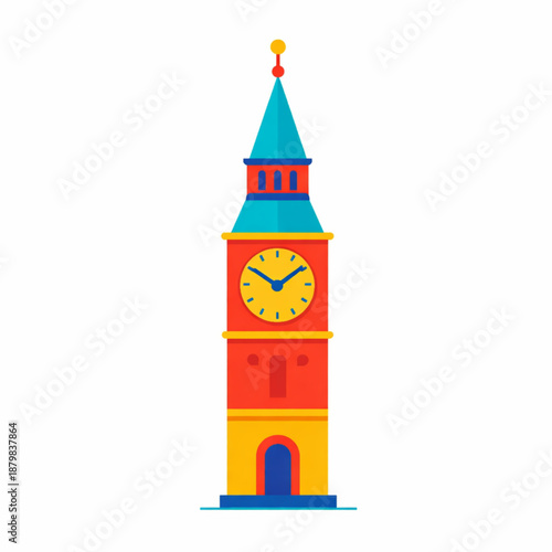 Iconic London Big Ben clock tower illustration for travel and tourism.