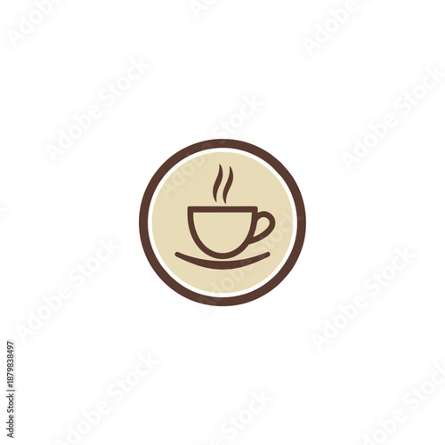 Simple vector graphic of a steaming coffee cup in a circular icon on a transparent background, file reference b40.svg