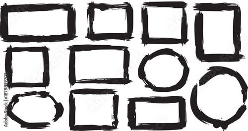 Vector grunge frame. Black brush strock elements box for text.