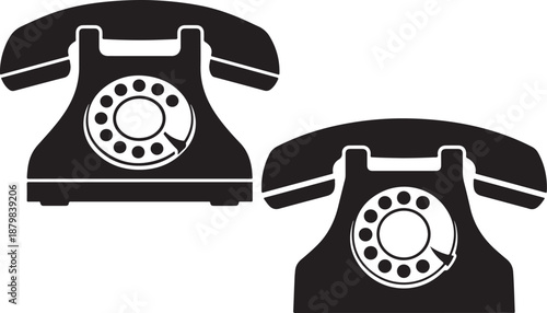 Two vintage black rotary telephones a classic communication device illustration