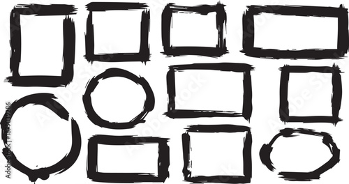 Vector grunge frame. Black brush strock elements box for text.