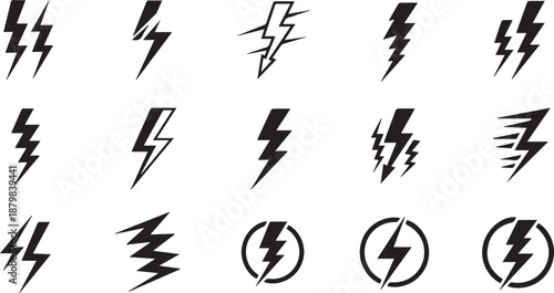 flash thunder power icon, flash lightning bolt icon with thunder bolt - Electric power icon symbol - Power energy icon sign in filled, thin, line, outline and stroke style