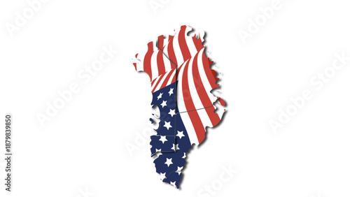 Greenland map with usa flag,concept illustration