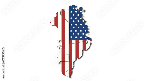 Greenland map with usa flag,concept illustration
