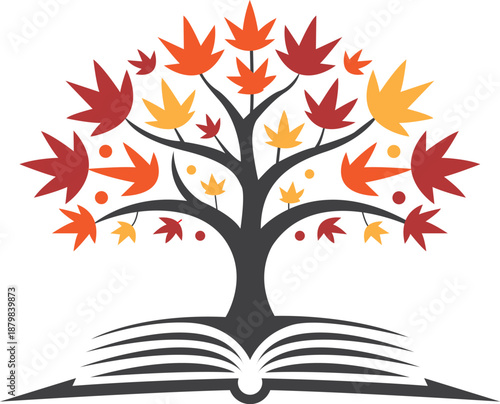 Education Tree Book Logo Design Knowledge Learning Vector