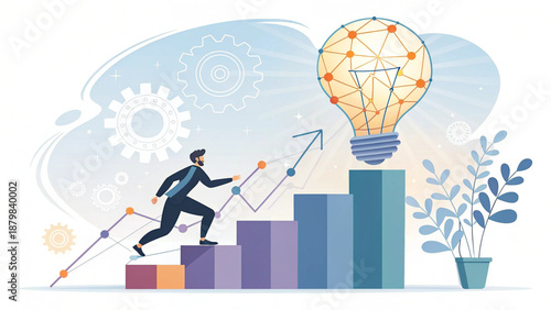 Wallpaper Mural Digital Transformation and Business Growth Concept Flat Vector Illustration Torontodigital.ca