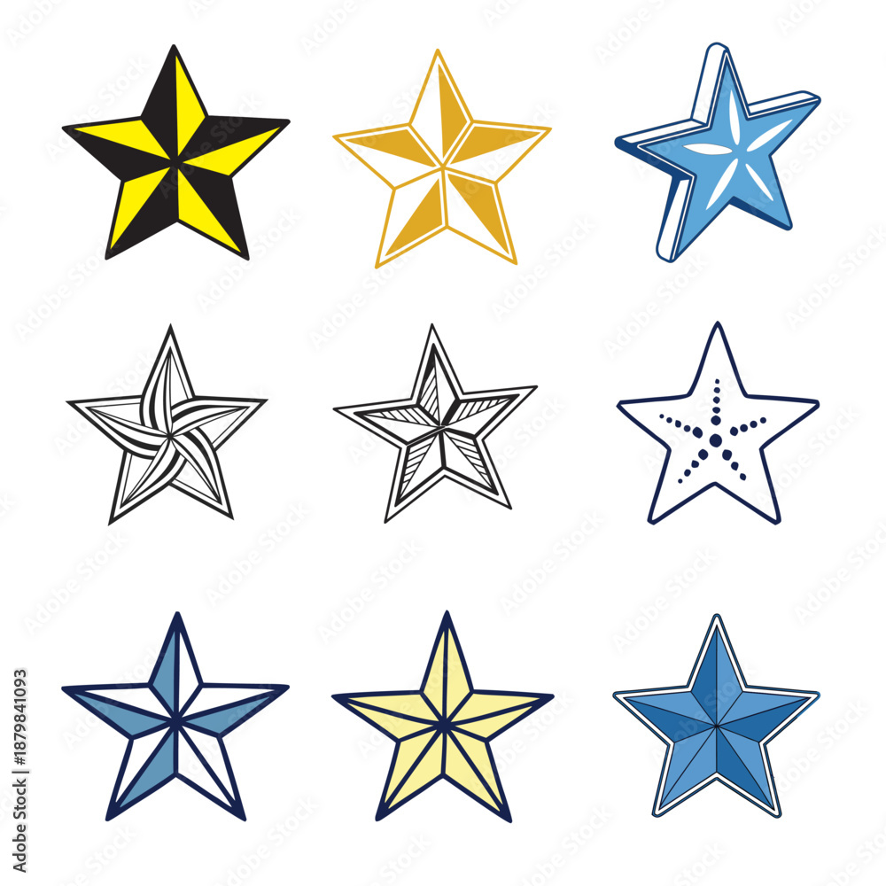 Obraz premium Nine different star illustrations
