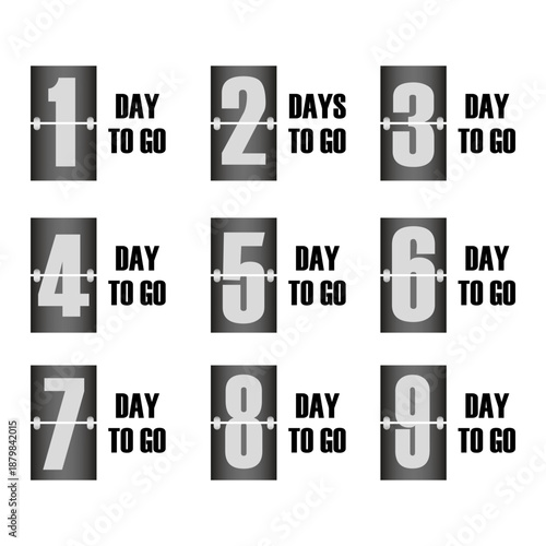 Numeric timer grid. Countdown calendar Vector. Time management symbols. Promotional event labels. Graphic display collection.