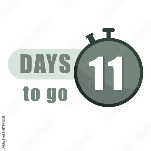 Numerical eleven countdown. Precise DAYS 11 to go. Chronological Vector management. Professional announcement banner