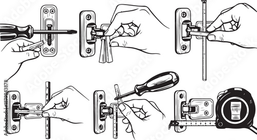 Step by step door handle installation guide illustration