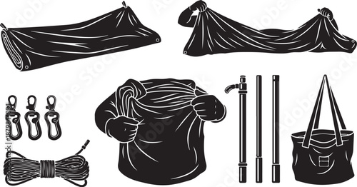 Camping gear and equipment for outdoor adventure activities