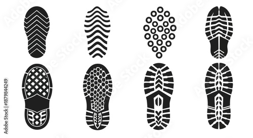 Collection of Diverse High-Traction Outsole Tread Patterns for Footwear Design & Manufacturing.