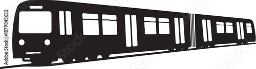 Subway Train Silhouette Icon, Underground Metro Transportation Design Isolated on White