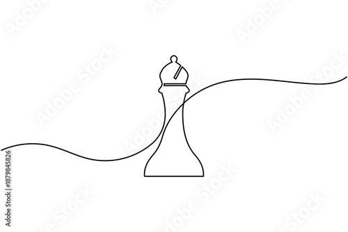 Business advisors strategy thinking chess icon continuous one line drawing on white background minimalist bishop consultants long term planning symbol outline vector illustration