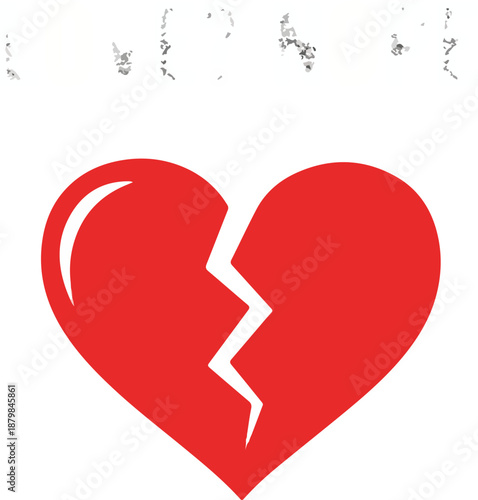 Anti-Valentine's Day Graphic with Broken Red Heart and Sassy Love Nope Text on Black Background , Generative Ai