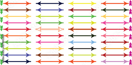 Collection of colorful arrow shapes. colorful .arrow designs and line styles on a white background.
