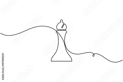 Business advisors strategy thinking chess icon continuous one line drawing on white background minimalist bishop consultants long term planning symbol outline vector illustration