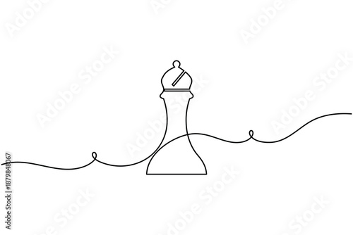 Business advisors strategy thinking chess icon continuous one line drawing on white background minimalist bishop consultants long term planning symbol outline vector illustration