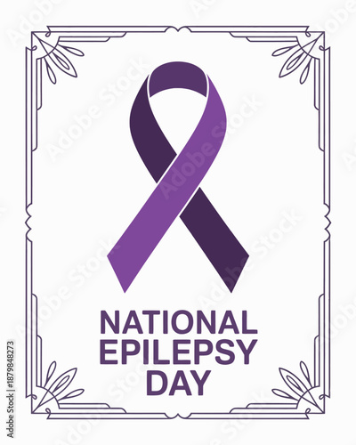 National Epilepsy Day Purple Ribbon Awareness Design