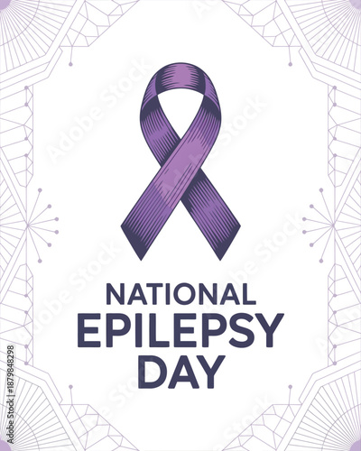 National Epilepsy Day Purple Ribbon Awareness Design
