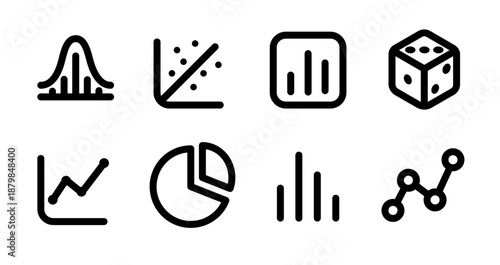 Statistics Analytics Finance Math Icons Modern Diagnosis vector