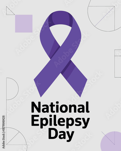 National Epilepsy Day Purple Ribbon Awareness Poster Design